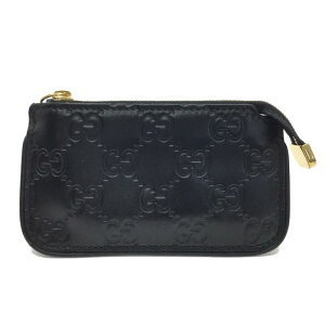 Gucci Case Key Ring Leather Gg Black